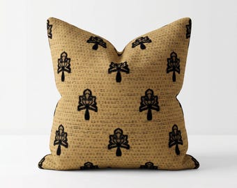 Bee Pillow Cover: Bumble Bee Mustard Yellow and Black Cushion