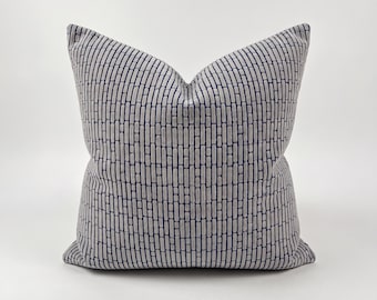 Grey and Navy Blue Geometric Pillow Cover, Textured Cushion Case