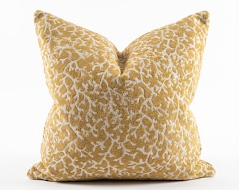Mustard Textured Pillow Cover, Abstract Luxury Throw Cushion