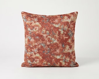 Red Watercolor Abstract Cushion Cover, Cotton Designer Cushion, Boho Modern Euro Sham