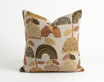 Mid Century Rust Modern Throw Pillow Cover, Mushroom Cushion Case, Textured Earthy Home Decor