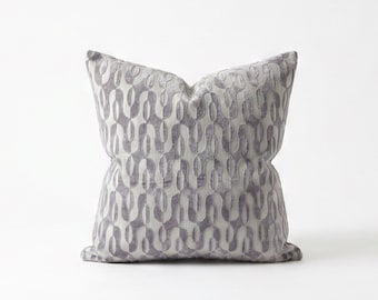 Gray Embossed Cut Velvet Pillow Cover, Abstract Textured Cushion, Euro Sham 26x26