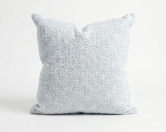 Blue and White Boucle Pillow Cover, Textured Chunky Cushion, Cozy Home Decor