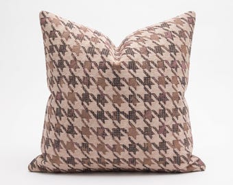 Blush Pink Houndstooth Pillow Cover: Decorative Sofa Cushion
