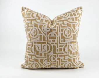 Sand Beige Geometric Cushion Cover, Textured Designer Accent, Modern Neutral Sofa Decor