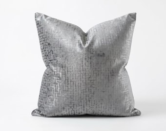 Luxury Silver Gray Pillow Cover, Textured Accent Throw Pillow