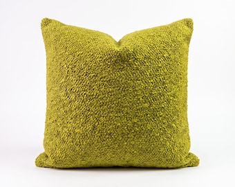 Chartreuse Green Boucle Pillow Cover: Sofa Accent Cushion
