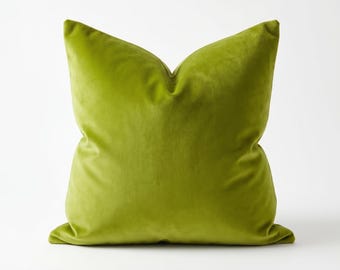 Funda de almohada de terciopelo verde manzana, funda de almohada europea lisa y acogedora y cojín.