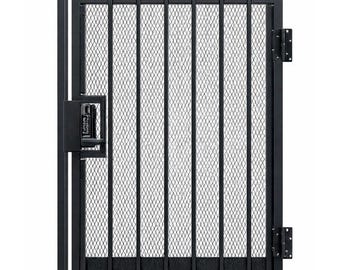 Ready-to-Hang Steel Security Gate | Borg Mechanical Keypad Lock + 4 Keys | Left-Hand Reverse Swing | Powder Coated Black