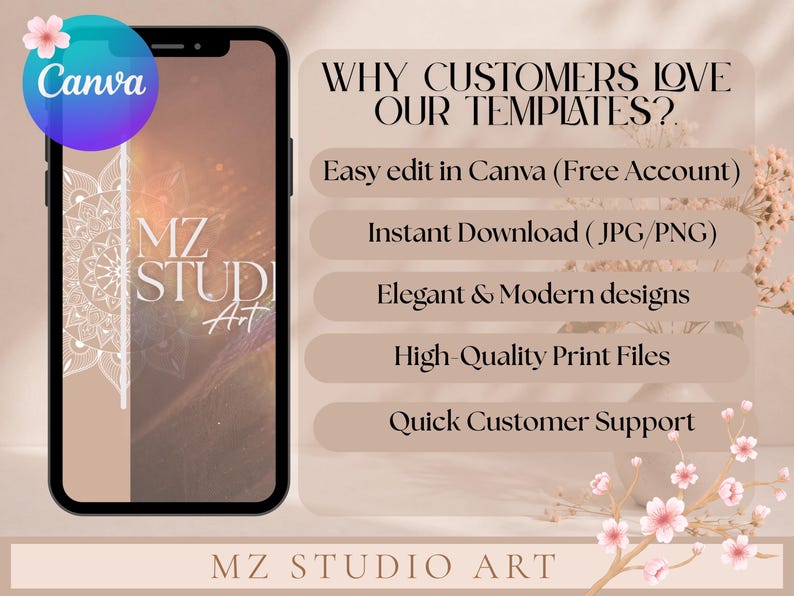 Elegant Floral Wedding Invitation Template: Blush Pink, Modern Design ...