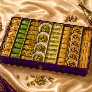 Baklava/baklawa 1 kg geassorteerde doos Arabische snoepjes – handgemaakte baklava, knafeh, cadeau oosters gebak