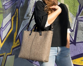 Wool felt HANDBAG - natural gray - felt tote bag - felt women's bag - grey bag - felt bag - made in Italy