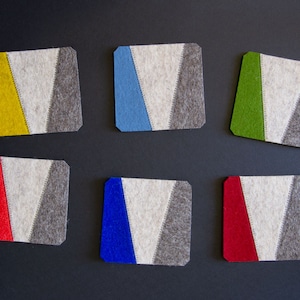 Wool Felt Square Coasters: Geometric Color Block, Handmade in Italy