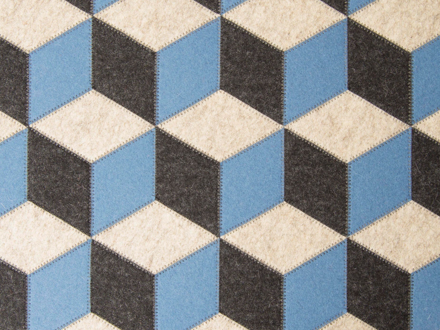 Light blue and gray wool felt placemat made in Italy