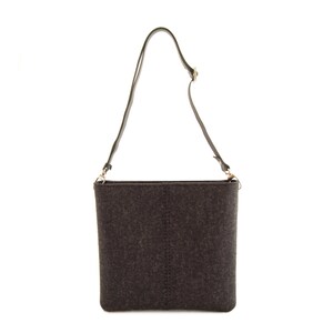 Felt SMALL CROSSBODY BAG with leather strap charcoal crossbody purse small shoulder bag black felt bag wool felt made in Italy image 4