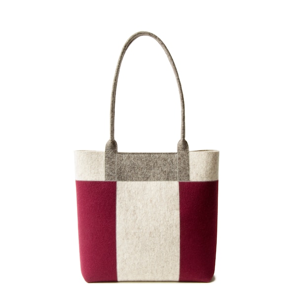 BORSA tricolore grigio e bordeaux - borsa da donna - shopping bag - borsa shopper - made in Italy