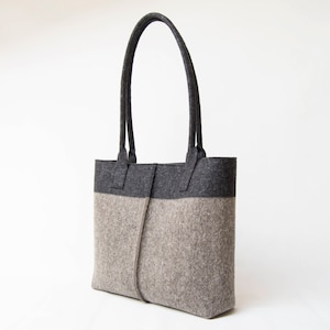 Wool Felt TOTE BAG anthracite et gris sac fourre-tout bicolore sac pour femme sac à bandoulière en feutre sac gris fourre-tout gris fabriqué en Italie image 2