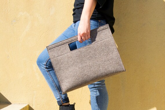 Felt HANDBAG - natural gray - made in Italy