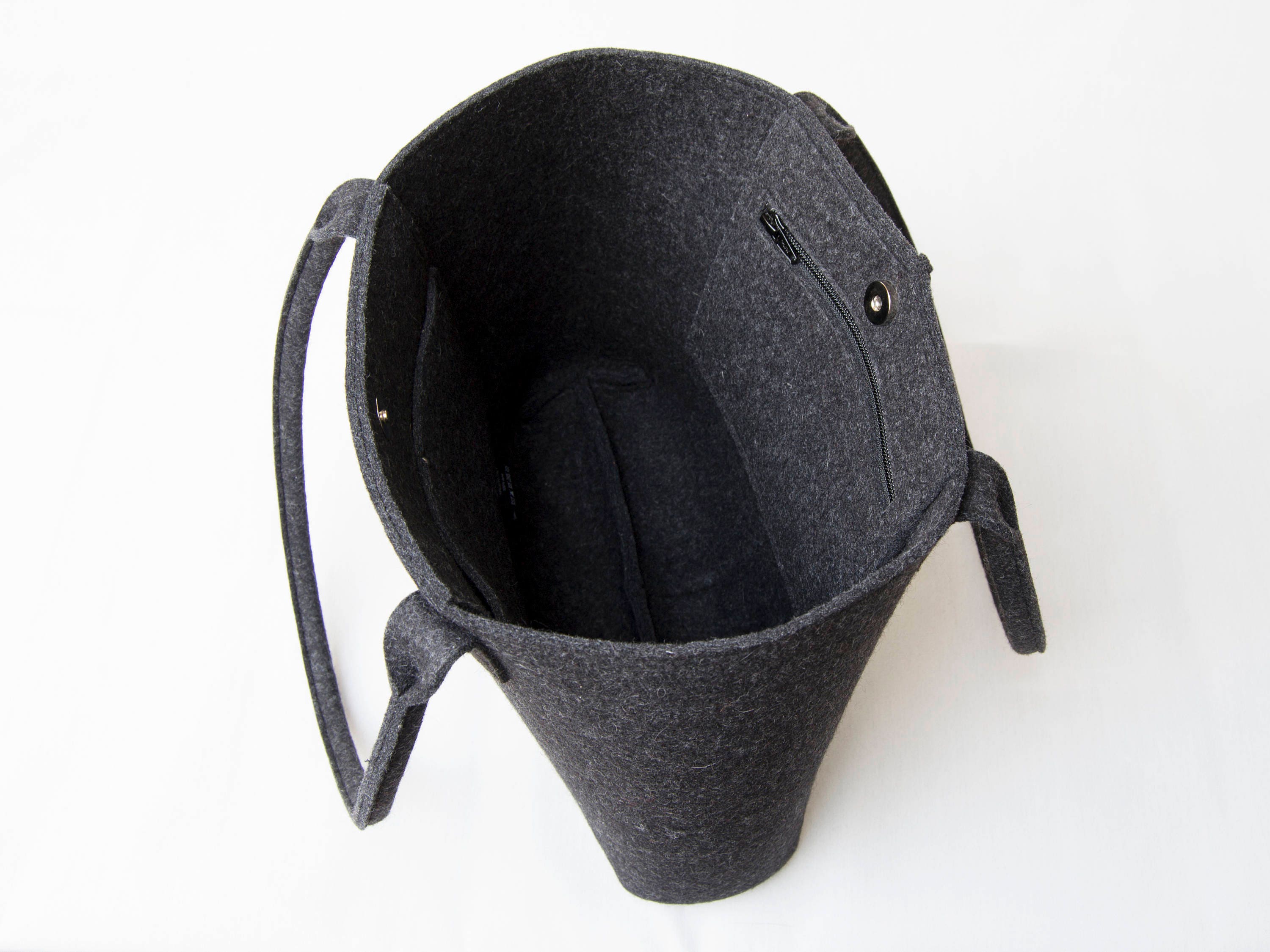 Wool Felt TOTE BAG / Charcoal Bag / Dark Grey Bag / Womens Bag Etsy