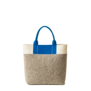 30% OFF Small Three-tone HANDBAG oatmeal-grey-blue wool felt tote bag womens bag felt shoulder bag grey bag made in Italy image 3