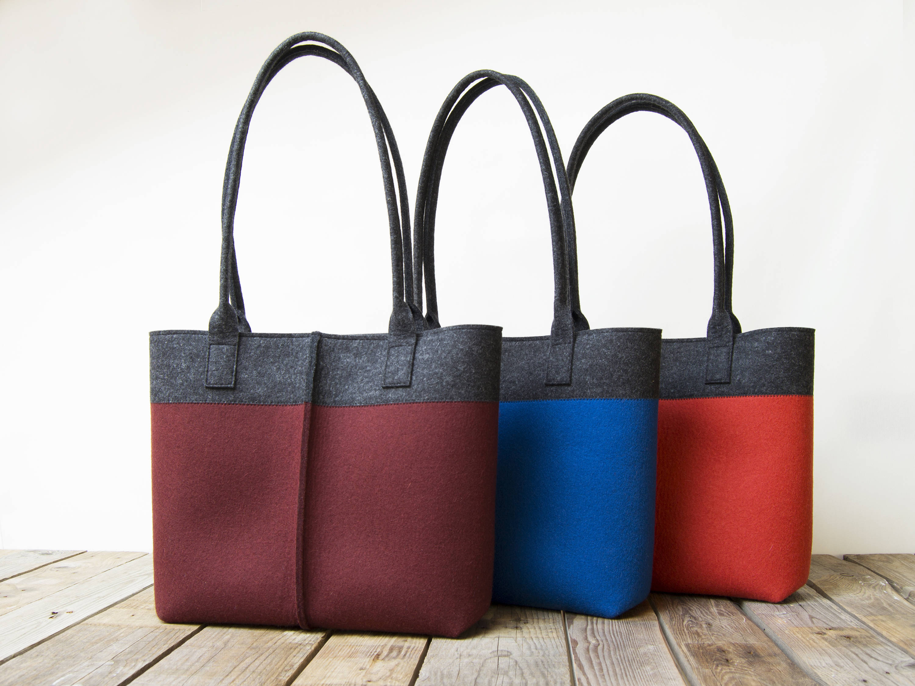 Wool Felt TOTE BAG / bicolor tote bag / womens bag / felt shoulder bag