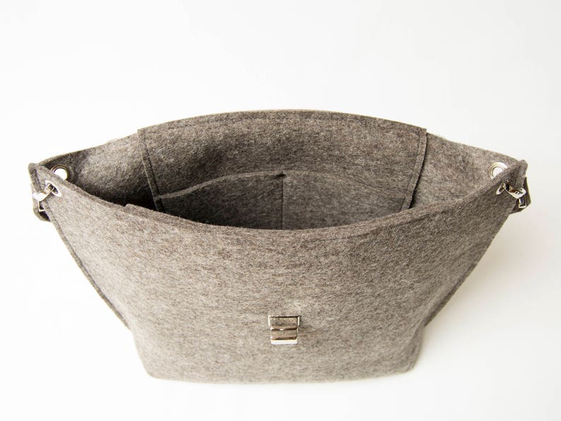 Wool Felt FLAP BAG warm grey tote bag grey bag womens bag felt shoulder bag elegant bag made in Italy image 7