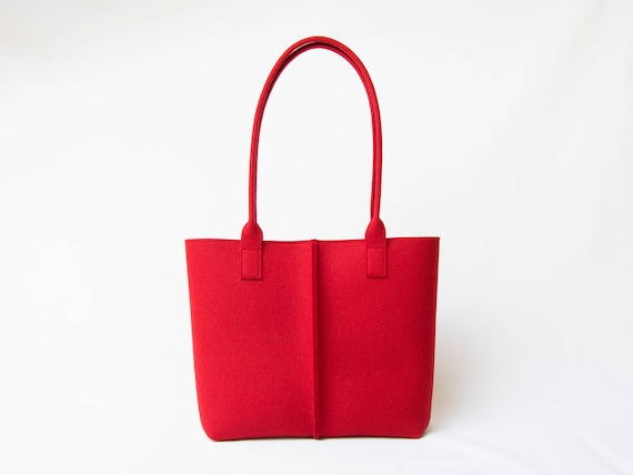 Wool Felt TOTE BAG - red - made in Italy