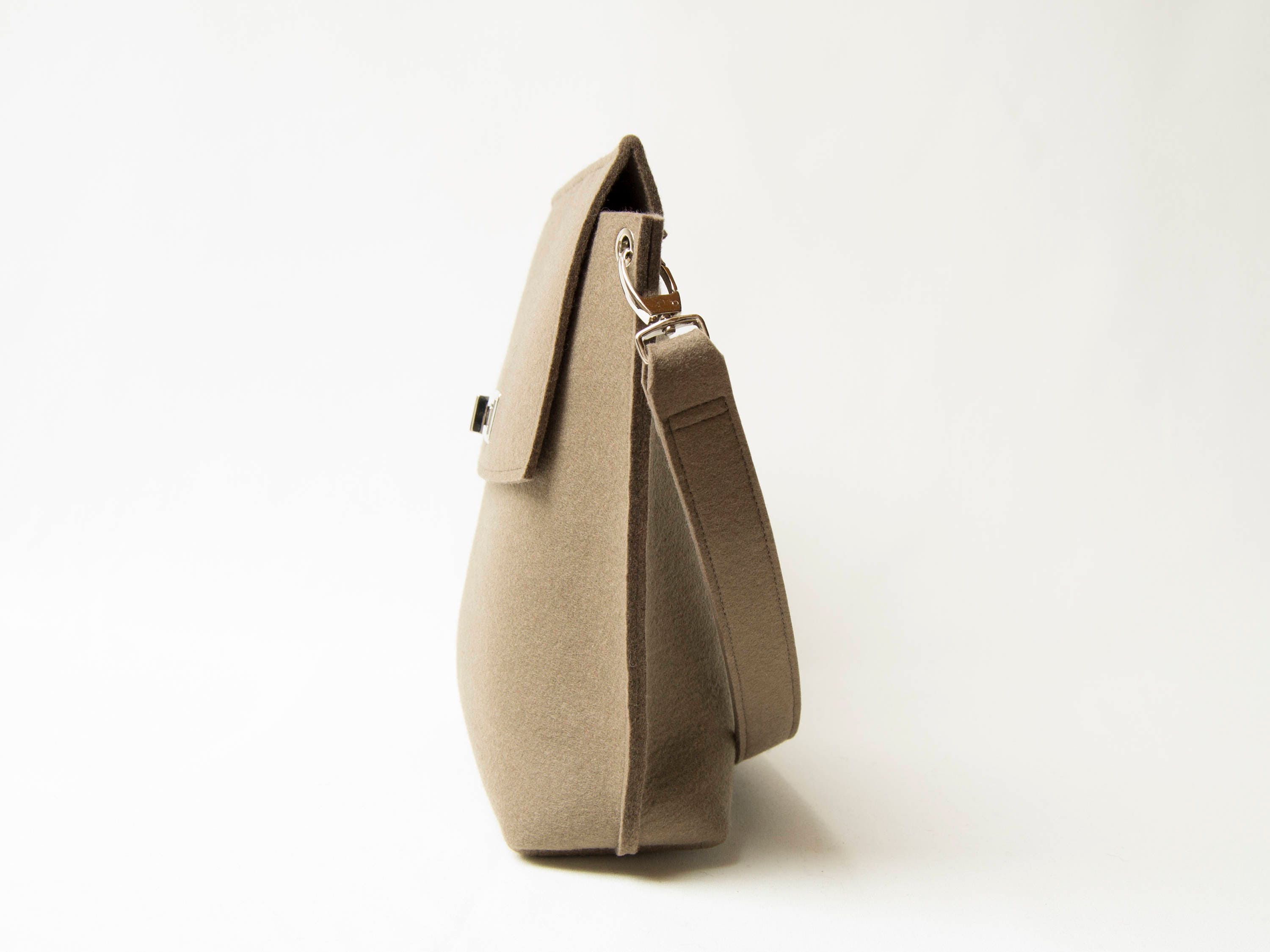 Wool Felt FLAP BAG - taupe - made in Italy