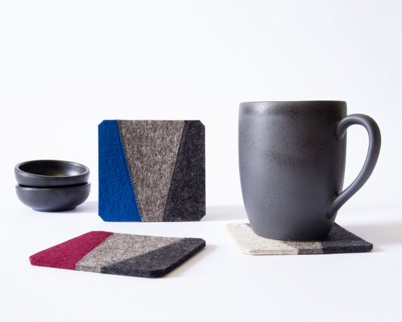 Set of square felt coasters - dark colors