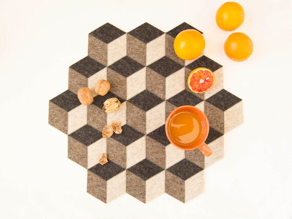 Dark gray wool felt placemat - made in Italy