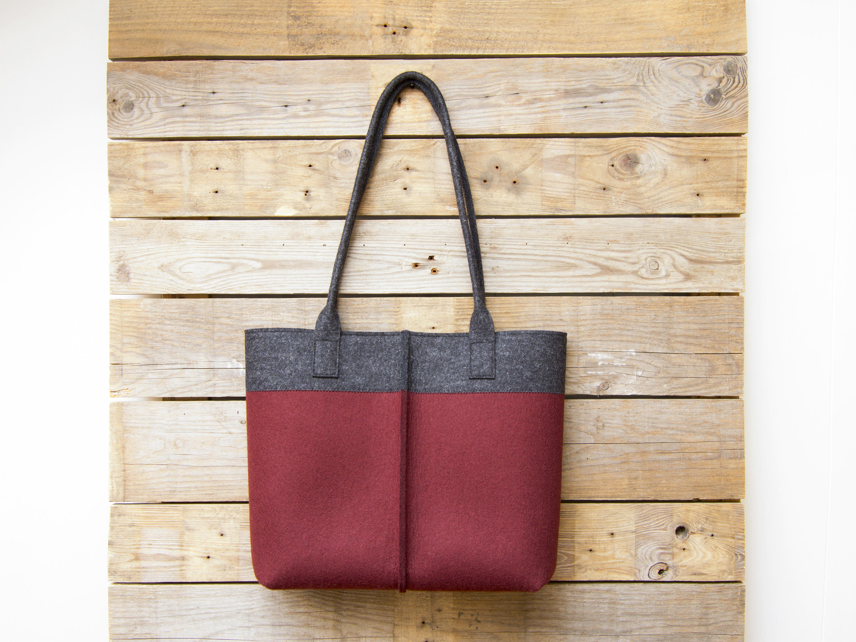 Wool Felt TOTE BAG / bicolor tote bag / womens bag / felt shoulder bag