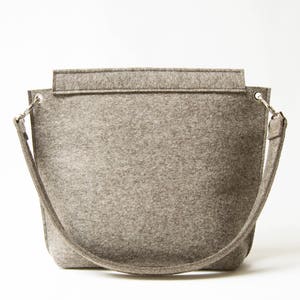 Wool Felt FLAP BAG warm grey tote bag grey bag womens bag felt shoulder bag elegant bag made in Italy image 5