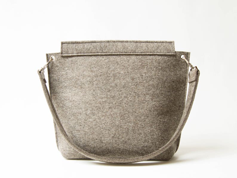 Wool Felt FLAP BAG warm grey tote bag grey bag womens bag felt shoulder bag elegant bag made in Italy image 5