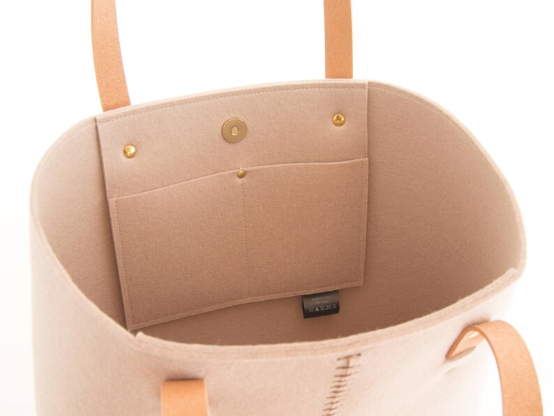 Wool Felt TOTE BAG beige tote bag shopping bag womens bag felt shoulder bag carry all bag made in Italy