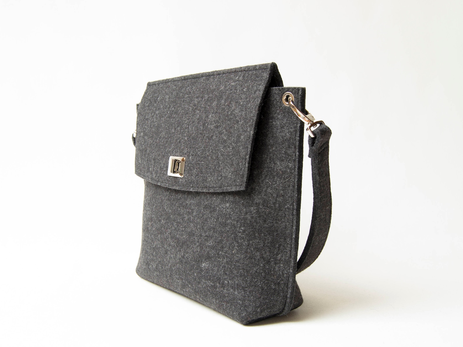Wool Felt FLAP BAG / Charcoal Tote Bag / Charcoal Bag / Black Etsy