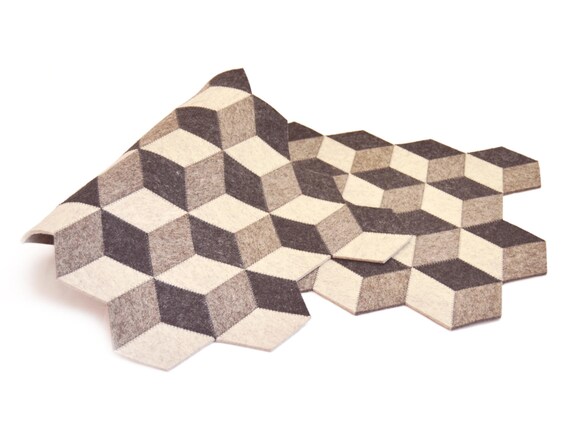 Wool felt table runner - dark gray - made in Italy