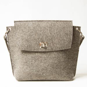 Wool Felt FLAP BAG warm grey tote bag grey bag womens bag felt shoulder bag elegant bag made in Italy image 2