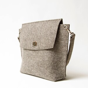 Wool Felt FLAP BAG warm grey tote bag grey bag womens bag felt shoulder bag elegant bag made in Italy image 3