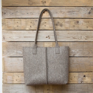 Wool Felt TOTE BAG grey tote bag grey bag womens bag felt shoulder bag carry all bag made in Italy image 2