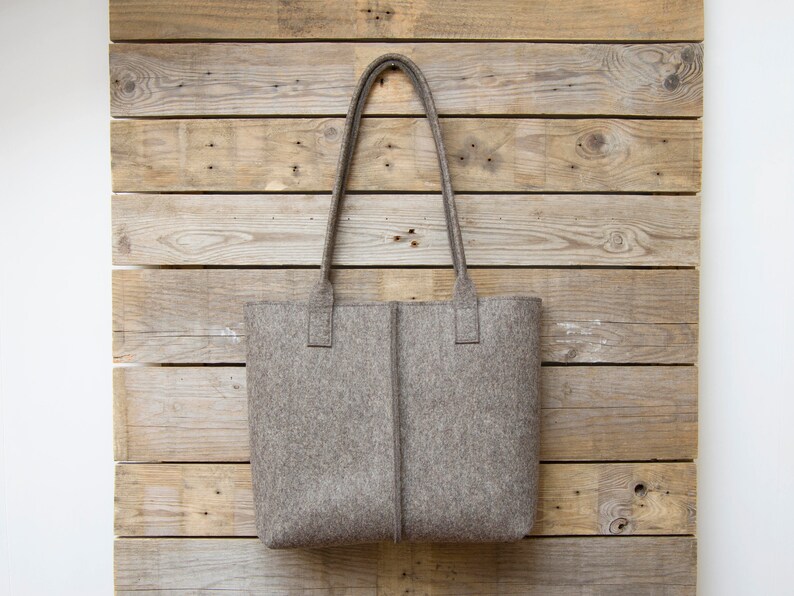 Wool Felt TOTE BAG grey tote bag grey bag womens bag felt shoulder bag carry all bag made in Italy image 2