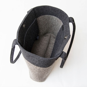 Wool Felt TOTE BAG anthracite et gris sac fourre-tout bicolore sac pour femme sac à bandoulière en feutre sac gris fourre-tout gris fabriqué en Italie image 4