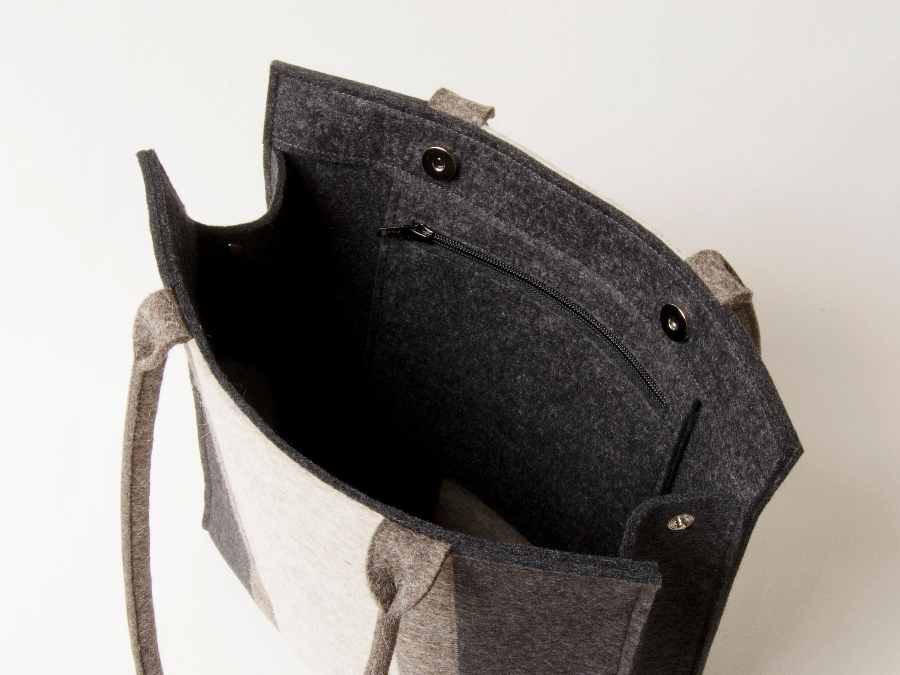 Wool Felt RECTANGULAR TOTE BAG gray made in Italy