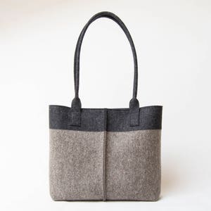 Wool Felt TOTE BAG anthracite et gris sac fourre-tout bicolore sac pour femme sac à bandoulière en feutre sac gris fourre-tout gris fabriqué en Italie image 3