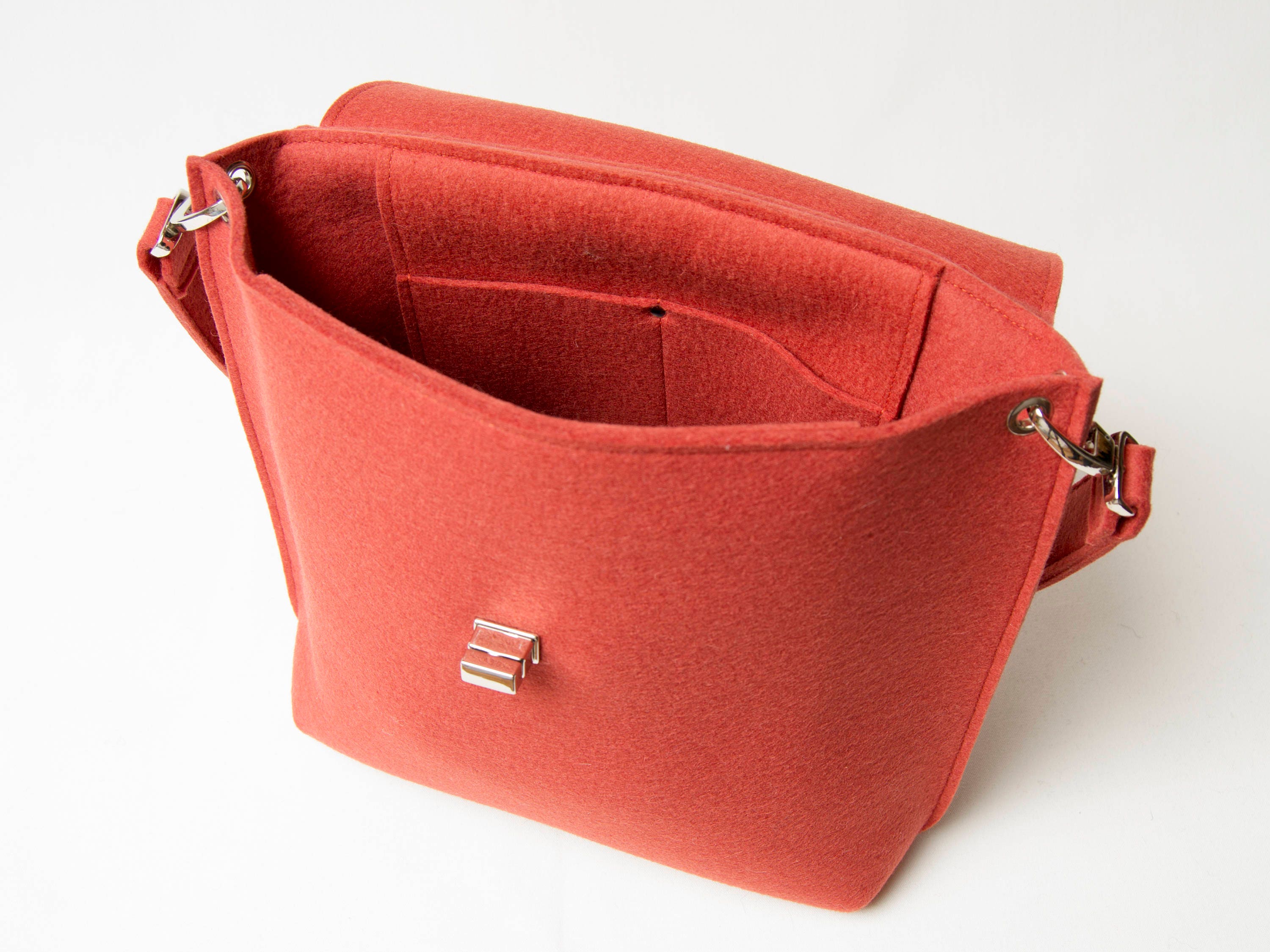 Wool Felt FLAP BAG - orange - made in Italy