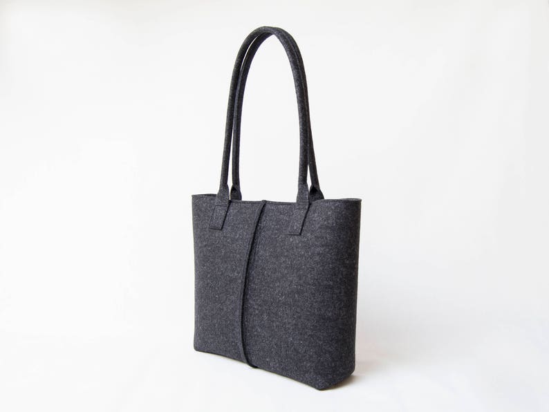 Wool Felt TOTE BAG / Charcoal Bag / Dark Grey Bag / Womens Bag Etsy