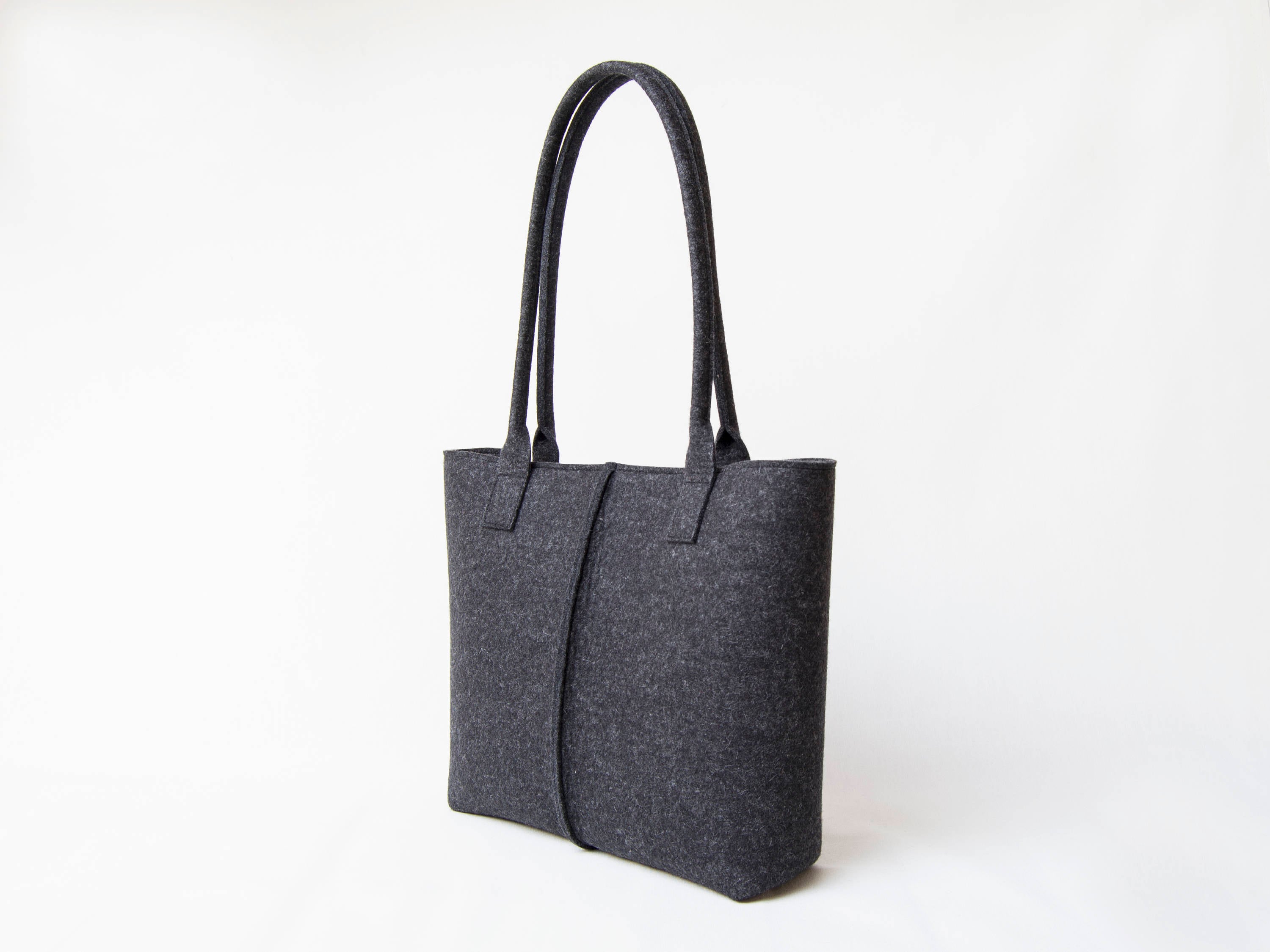 Wool Felt TOTE BAG / Charcoal Bag / Dark Grey Bag / Womens Bag Etsy