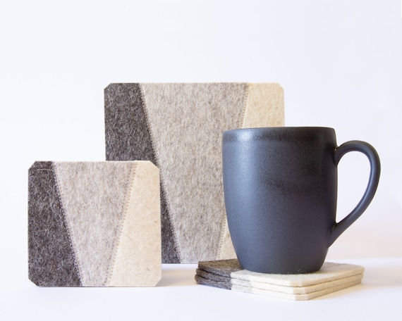 Set of felt coasters - square coasters - made in Italy