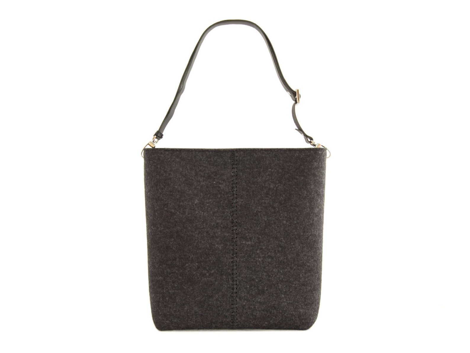 Large Felt SHOULDER BAG With Leather Strap Charcoal Black Etsy