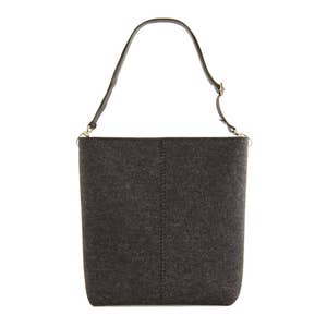 Large felt SHOULDER BAG with leather strap - charcoal - black crossbody bag - wool felt bag - tote bag - felt tote - made in Italy