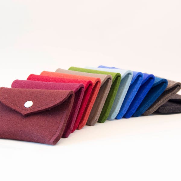 Wool felt PURSE - wallet - coin purse - key holder - felt cardholder - business card holder - gift idea - made in Italy